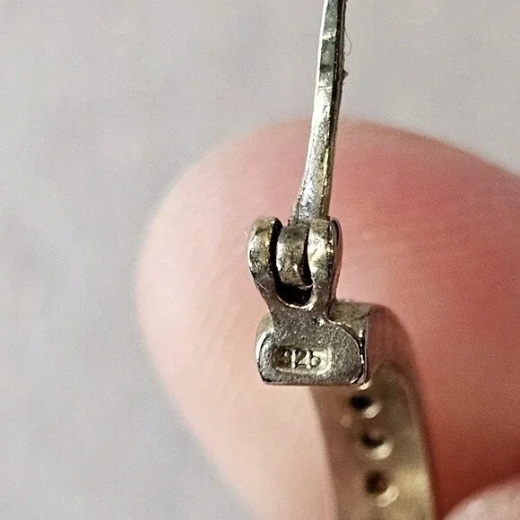 Hoop Earrings Gold Plated Sterling Silver Cubic Zirconia Pierced Round Almost 1